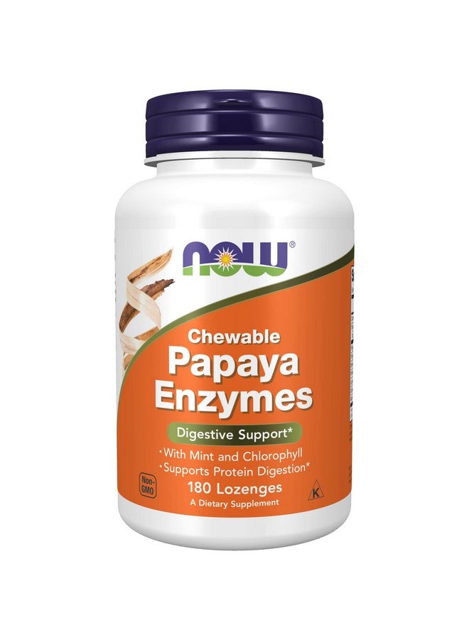 now Supplements Papaya Enzyme With Mint And Chlorophyll Digestive Support* 180 Chewable Lozenges  - Image 2