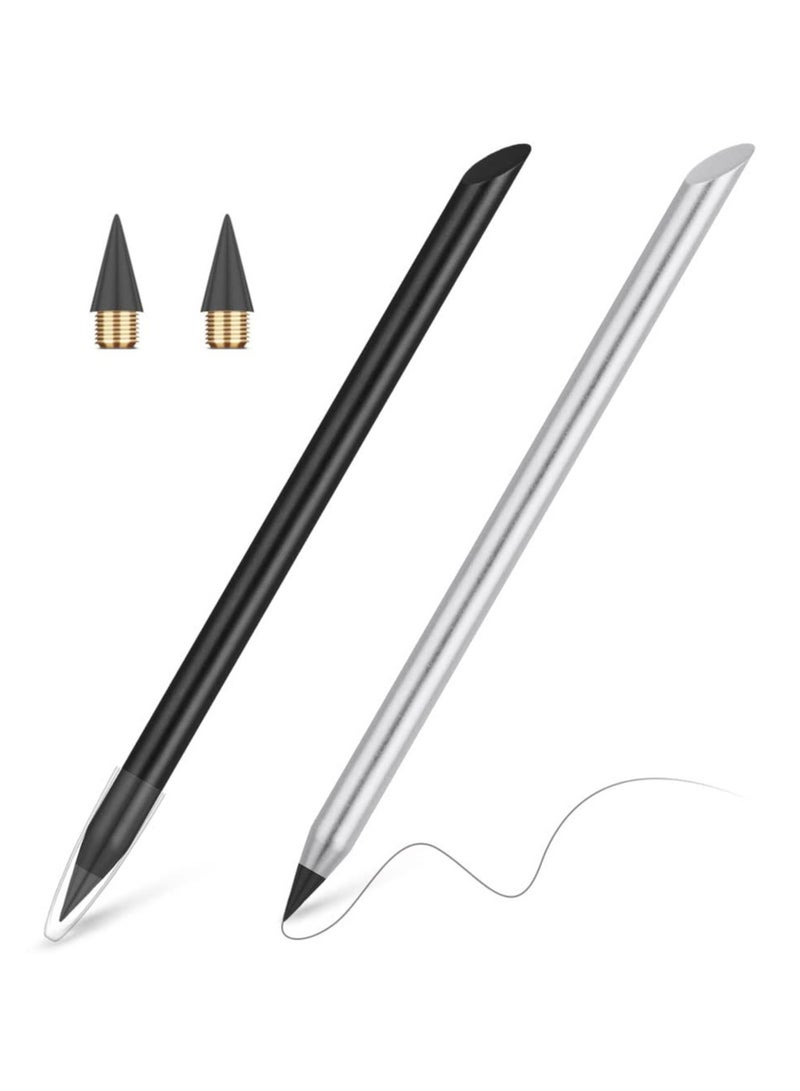 GNAFOTU Metal Inkless Pencil, Infinity Pencil, Reusable Everlasting Pencil, Replaceable Nib Pencil, with 2 Replaceable Nib for Writing Drawing Students Home Office School Supplies (2PCS)  - Image 1