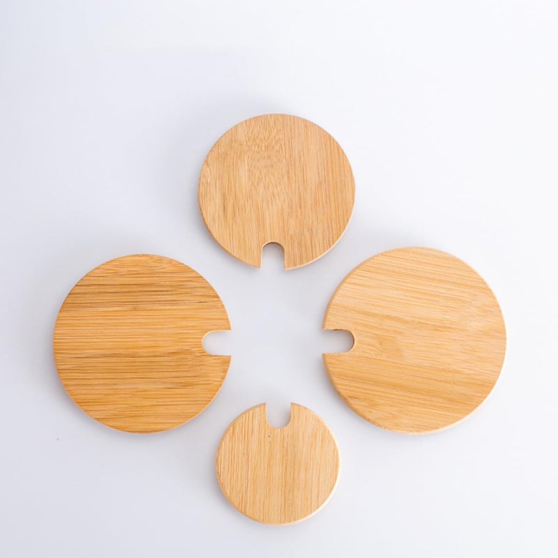 MAGICLULU Jar Lids for Mason Jars 8pcs Set 72mm Inner Diameter Natural Wood Sealing Covers with Straw Holes for Glass Bottles Food Storage and Drinkware - Image 5