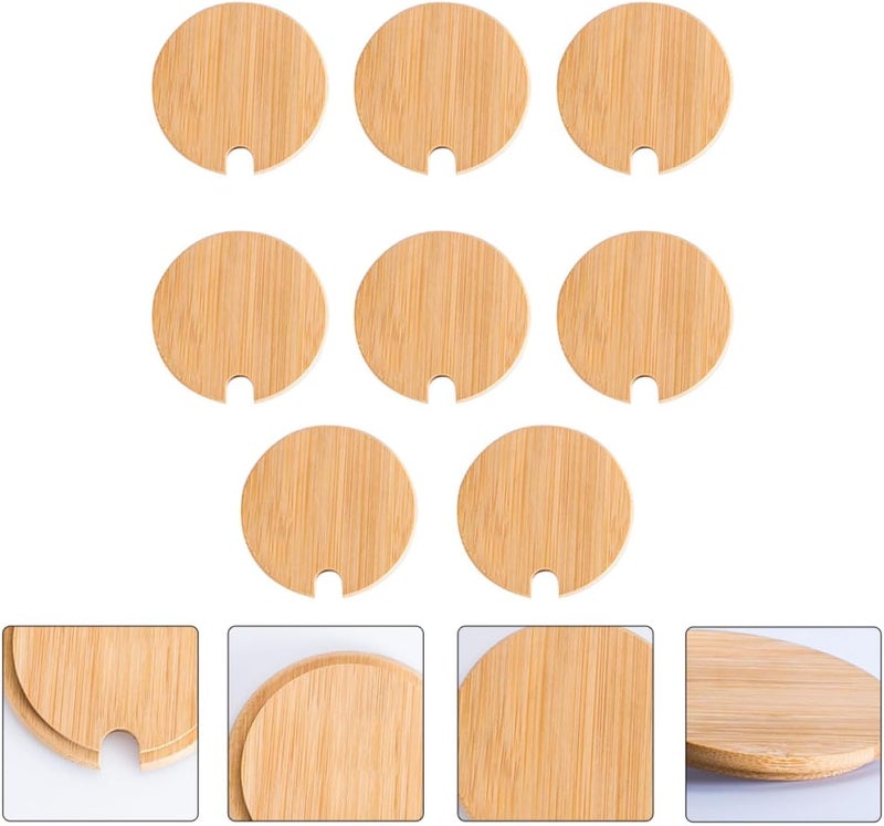 MAGICLULU Jar Lids for Mason Jars 8pcs Set 72mm Inner Diameter Natural Wood Sealing Covers with Straw Holes for Glass Bottles Food Storage and Drinkware - Image 3