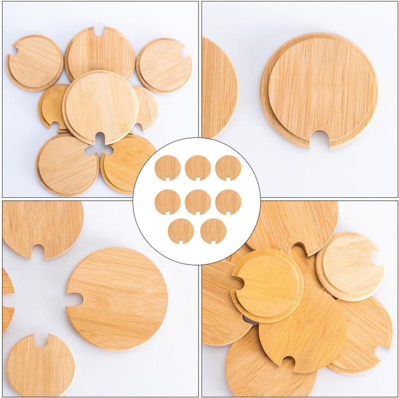 MAGICLULU Jar Lids for Mason Jars 8pcs Set 72mm Inner Diameter Natural Wood Sealing Covers with Straw Holes for Glass Bottles Food Storage and Drinkware - Image 4
