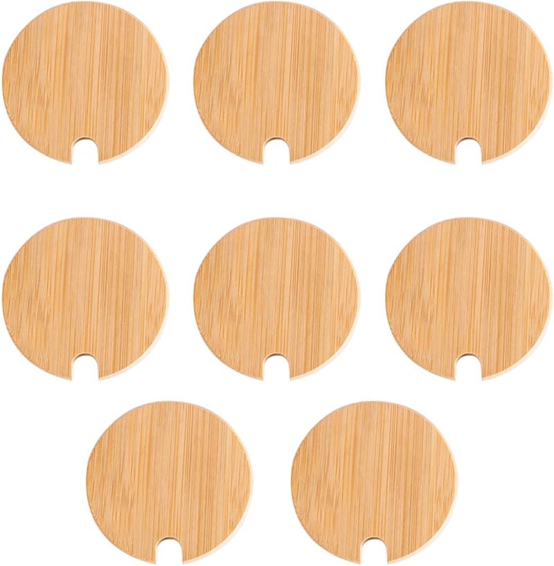 MAGICLULU Jar Lids for Mason Jars 8pcs Set 72mm Inner Diameter Natural Wood Sealing Covers with Straw Holes for Glass Bottles Food Storage and Drinkware - Image 1