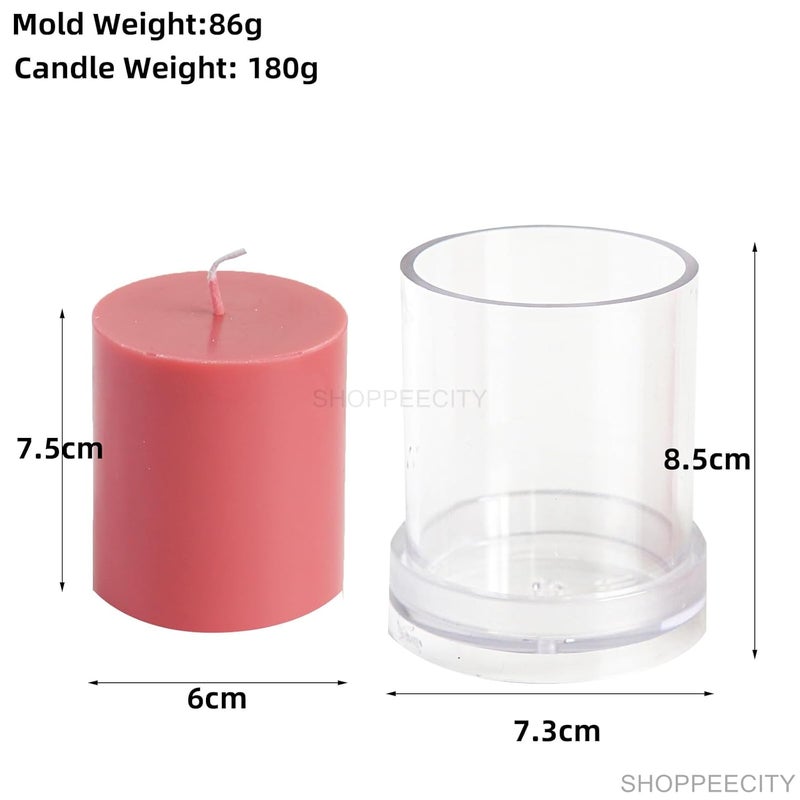 Shoppeecity Cylindrical Pillar Candle Mold I Simple Flat Colum Acrylic Candlestick Wax Mould I for DIY Handmade Cake Dcor Aromatherapy Candles Making Home Wedding Dinner Party Decoration 6X75 CM - Image 3