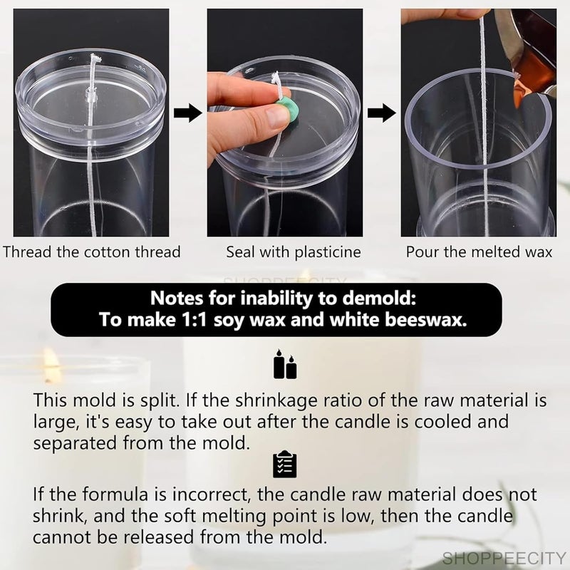 Shoppeecity Cylindrical Pillar Candle Mold I Simple Flat Colum Acrylic Candlestick Wax Mould I for DIY Handmade Cake Dcor Aromatherapy Candles Making Home Wedding Dinner Party Decoration 6X75 CM - Image 5