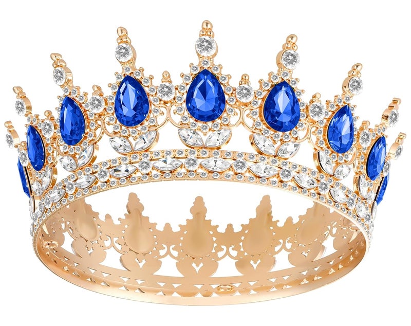 Papoopy Crown for Women, Queen Crown Tiara for Princess Party (Dark Blue) - Image 1