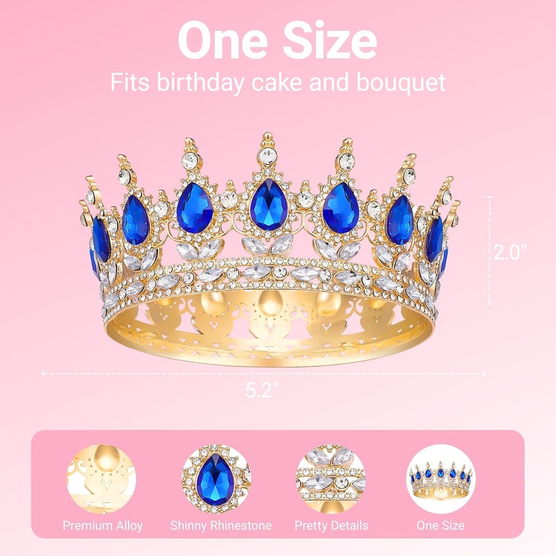 Papoopy Crown for Women, Queen Crown Tiara for Princess Party (Dark Blue) - Image 2