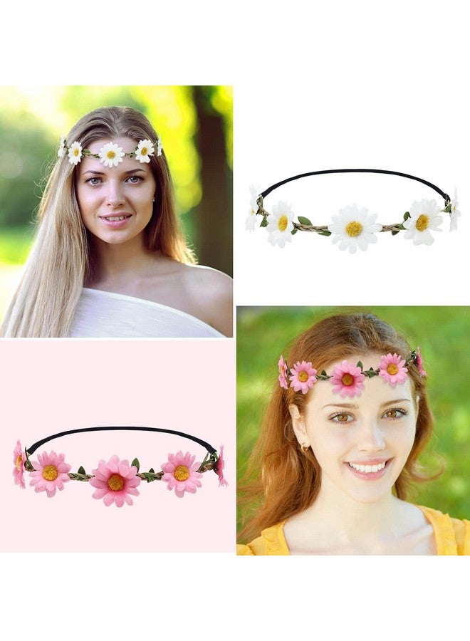 Cinaci 14 Pack Handmade Hawaiian Beach Bohemian Boho Adjustable Sunflower Flower Crowns Headbands Wreath Tiara Garland Wedding Party Headpieces For Women Girls Brides Bridesmaids Teens - Image 5