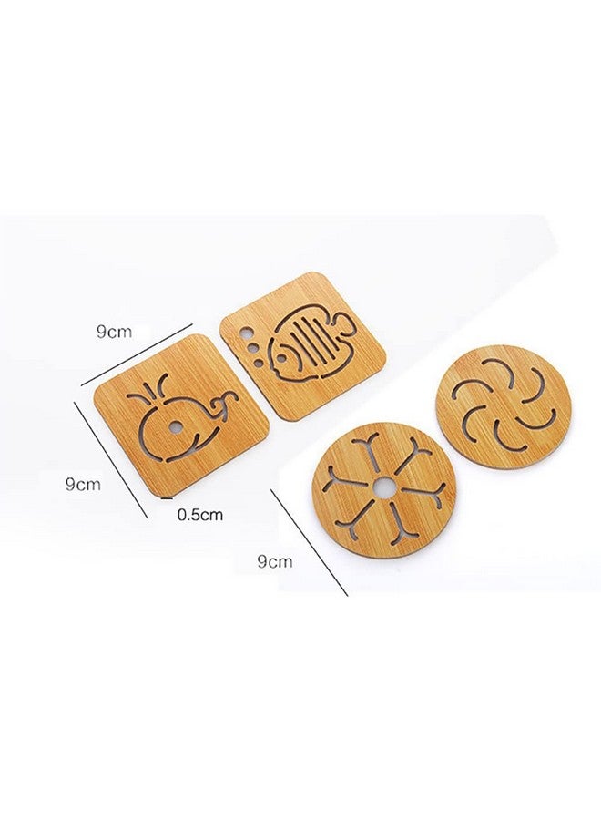 pepplo Wood Coasters for Drinks, Cup Drink Coasters Set Coasters Large Natural Wood Stackable Reusable Coasters for Home Office Coffee Table (Random Pattern, Set of 4) - Image 2