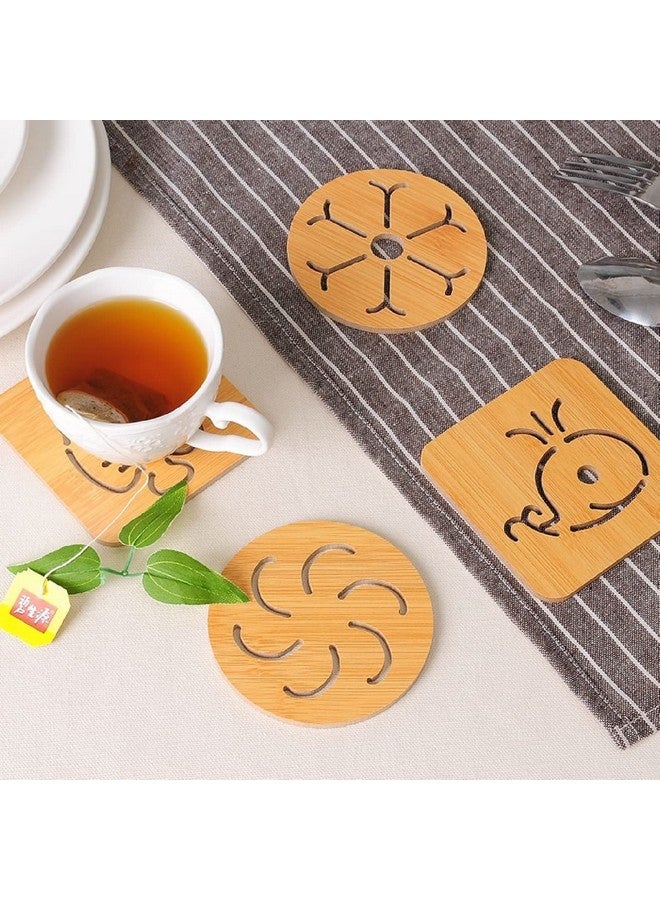 pepplo Wood Coasters for Drinks, Cup Drink Coasters Set Coasters Large Natural Wood Stackable Reusable Coasters for Home Office Coffee Table (Random Pattern, Set of 4) - Image 5