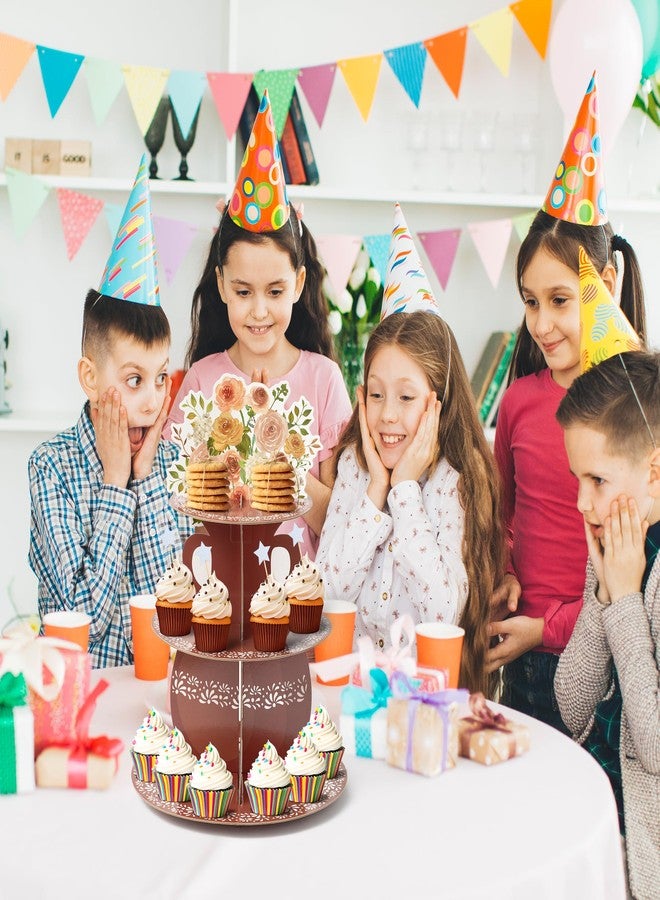 ANGOLIO De Barro Mexicanos Cupcake Stand Party Supplies - 3 Tier Mexican Flower Birthday Cupcake Tower Taco Dessert Holder Display Party Decorations for Wedding Baby Shower Birthday Fiesta (Brown) - Image 5