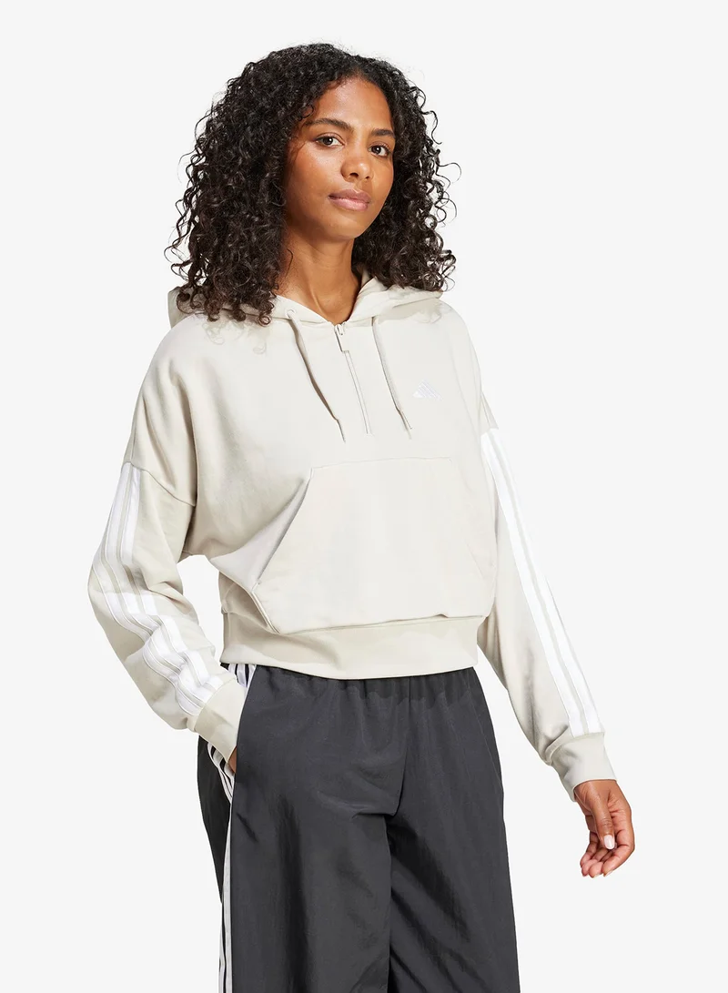 Adidas WONALU/WHITE 3-Stripes French Terry Hoodie for Women | Best Price UAE