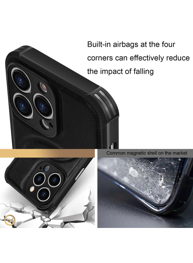 Zaboon Case For iPhone 12 Pro Max Crazy Horse Cowhide Leather Magnetic Phone Case - Image 4