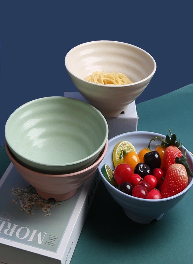 pepplo Wheat Straw Soup Bowl Sets Alternative for Plastic Bowls for Serving Soup Biryani Salad Mixing Ramen Bowls Set Japanese Serving Bowls Dinnerware for New Apartments (900 Ml, Green, Set of 4) - Image 4