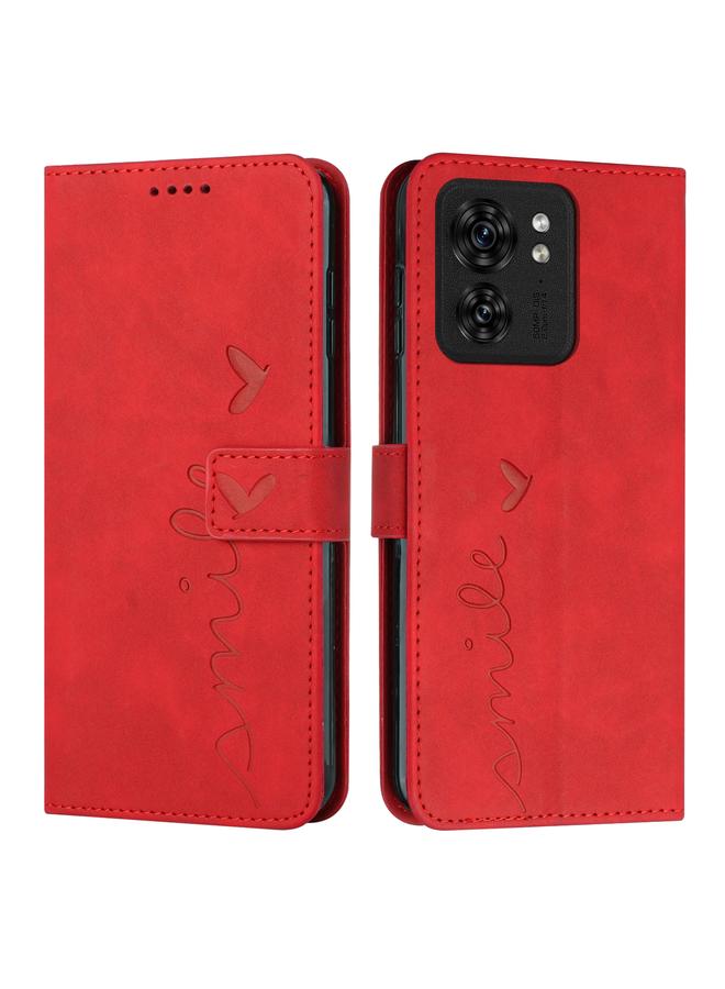 S-TOP Case For Motorola Edge 40 Skin Feel Heart Pattern Leather Phone Case - Image 1