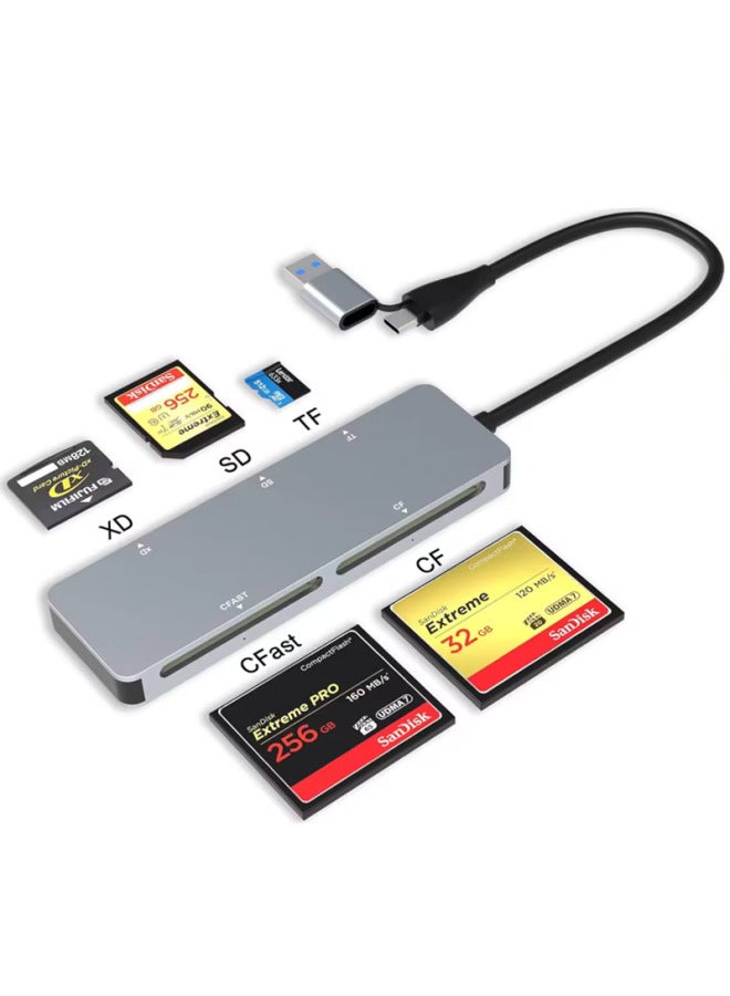 روكيتيك قارئ بطاقات متعدد الوظائف USB 3.0 من نوع Type-C، قارئ خمسة في واحد يدعم بطاقات Ccast/CF/XD/SD/TF - Image 1