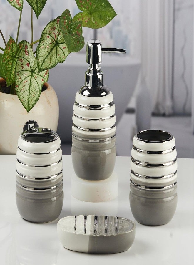 Kookee Ceramic Bathroom Set – Stylish 4 Piece Bath Accessories Kit with Soap Dispenser, Toothbrush Holder, Tumbler & Soap Dish – Modern & Designer Decor for Home & Guest Bathrooms (11423) - Image 4