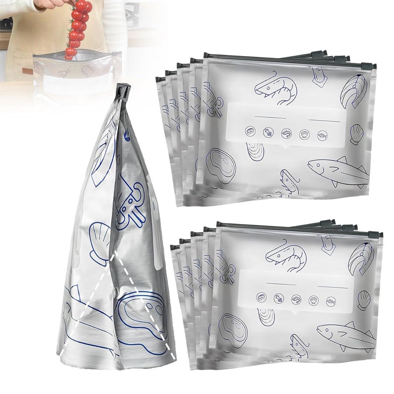 Flkaskf Reusable Aluminum Foil Sealable Storage Bags, 2025 New Resealable Vacuum Zipper Pouches for Food, Stand Up Foil Sealable Bags with Label and Zip Lock for Vegetable Fruit Meat (30PCS, 3 Size) - Image 1
