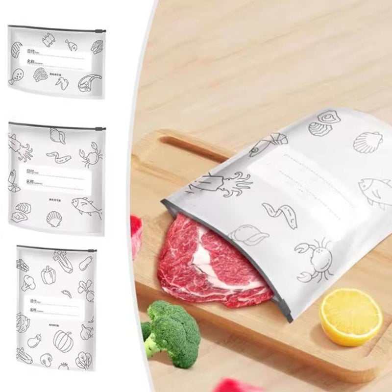Flkaskf Reusable Aluminum Foil Sealable Storage Bags, 2025 New Resealable Vacuum Zipper Pouches for Food, Stand Up Foil Sealable Bags with Label and Zip Lock for Vegetable Fruit Meat (30PCS, 3 Size) - Image 2