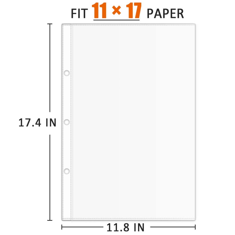 tutata Page Protector for 11x17 Paper, 50 Pack, Tabloid Size Sheet Protectors, 11x17 Binder Sleeves - Image 2