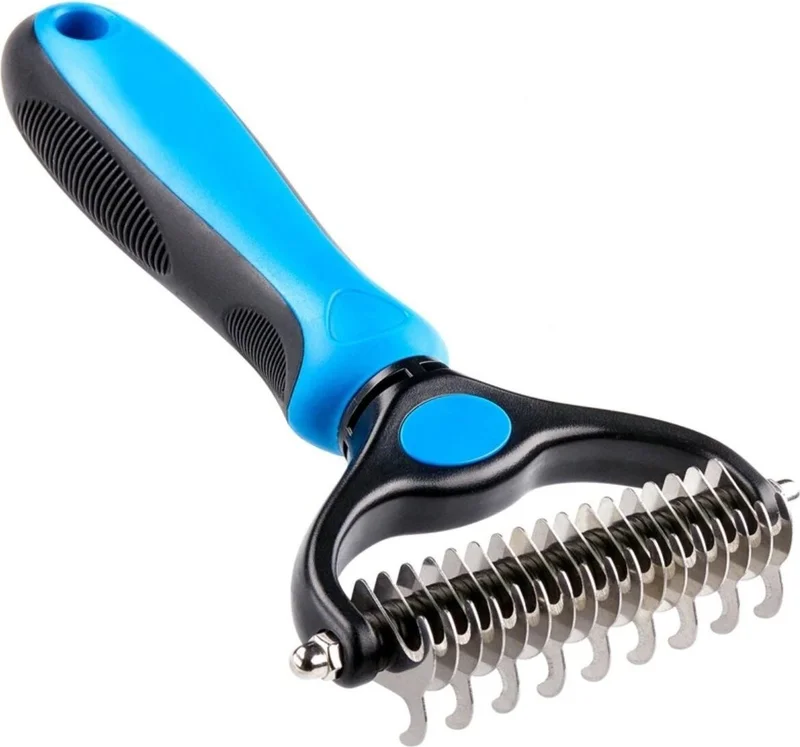 5 دي ام Plastic Handle Metal Cat Dog Grooming Tow Hair De-cluttering Comb