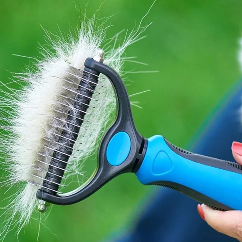 5 دي ام Plastic Handle Metal Cat Dog Grooming Tow Hair De-cluttering Comb