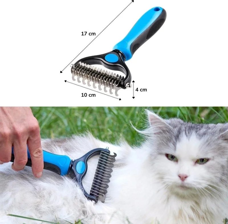 5 دي ام Plastic Handle Metal Cat Dog Grooming Tow Hair De-cluttering Comb