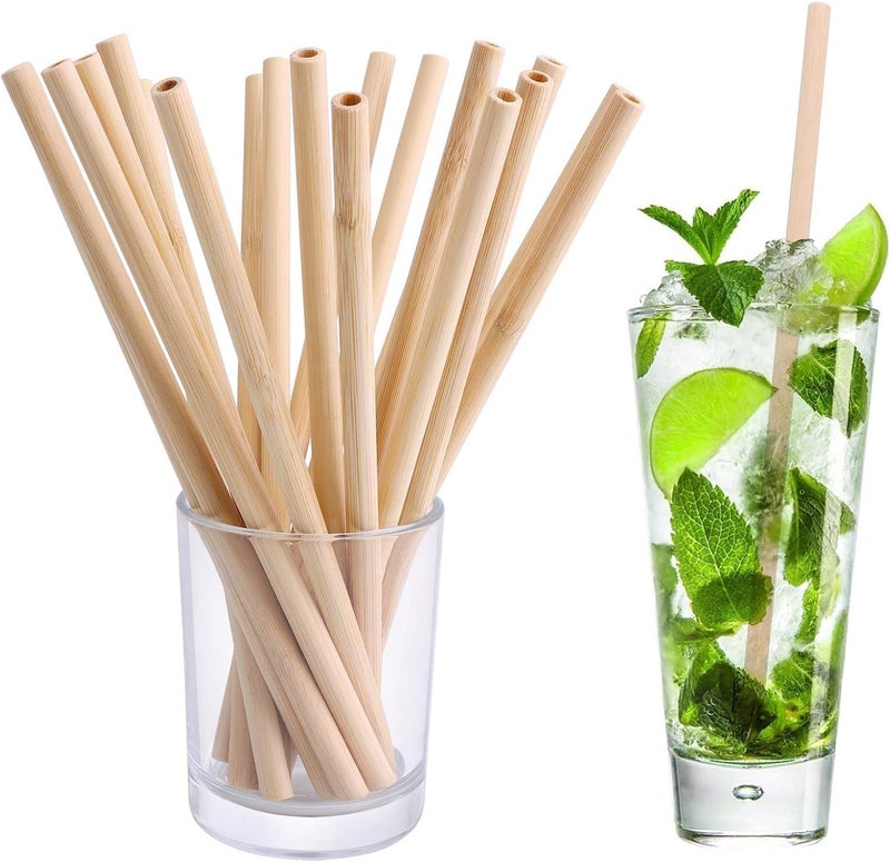 Organic Bamboo Straws with Cleaning Brush,Biodegradable Reusable Straw for Kids and Adults, Handcrafted Natural Alternative to Plastic, BPA Free Non-Toxic and No Inks Dyes (4pcs) - Image 1