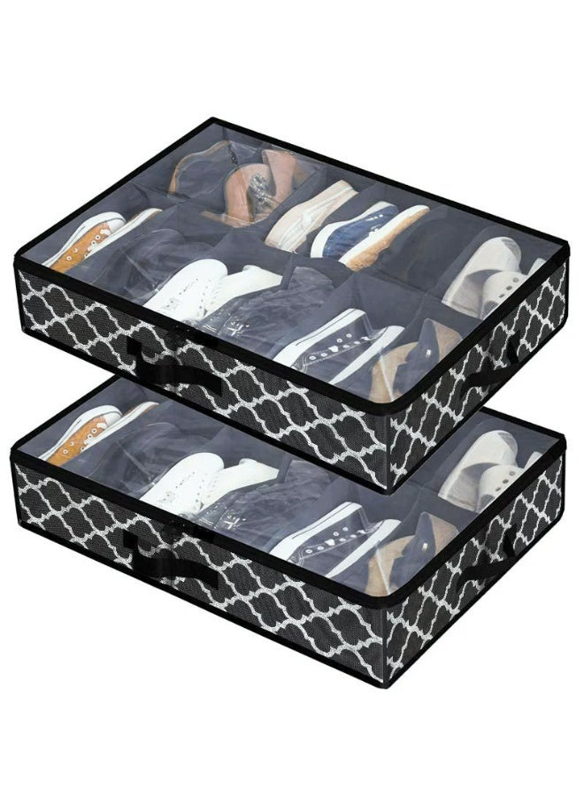 Joychic Sturdy Under Bed Shoe Storage Organizer, Fit 12  Pairs, Underbed Shoes Closet Storage Solution with Clear Window, Breathable - Image 5