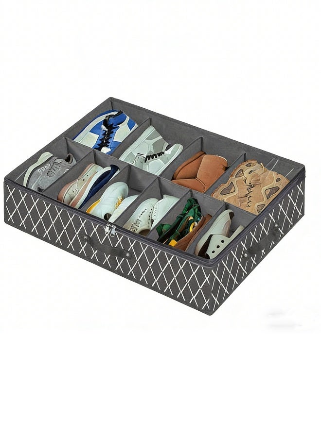 Joychic Sturdy Under Bed Shoe Storage Organizer, Fit 12  Pairs, Underbed Shoes Closet Storage Solution with Clear Window, Breathable - Image 1