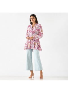 2Xtremz 2Xtremz All-Over Floral Print Tunic with Long Sleeves  - Image 2