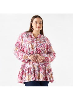 2Xtremz 2Xtremz All-Over Floral Print Tunic with Long Sleeves  - Image 4