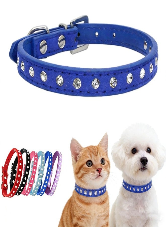Weimostar XXS Dog Collar for Small Dogs Bling Puppy Diamond Rhinestone Crystal Cute Little Pet Kitten Collars for Adjustable XSmall Medium Breed Girl Boys Female Male Blue - Image 1