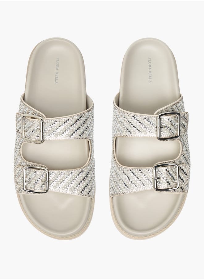 Flora Bella By Shoexpress Womens Embellished Slip-On Sandals With Buckle Accent  - Image 2
