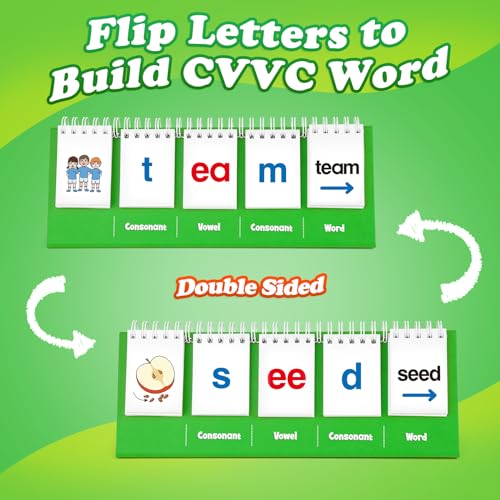 Aizweb ألعاب الكلمات CVVC من Aizweb ألعاب الفونكس بطاقات فلاش لرياض الأطفال صفوف الحضانة تعلم القراءة تعليم التهجئة لعبة تعليمية نشاط تعليمي لذوي الاحتياجات الخاصة لوازم المعلمين - Image 5
