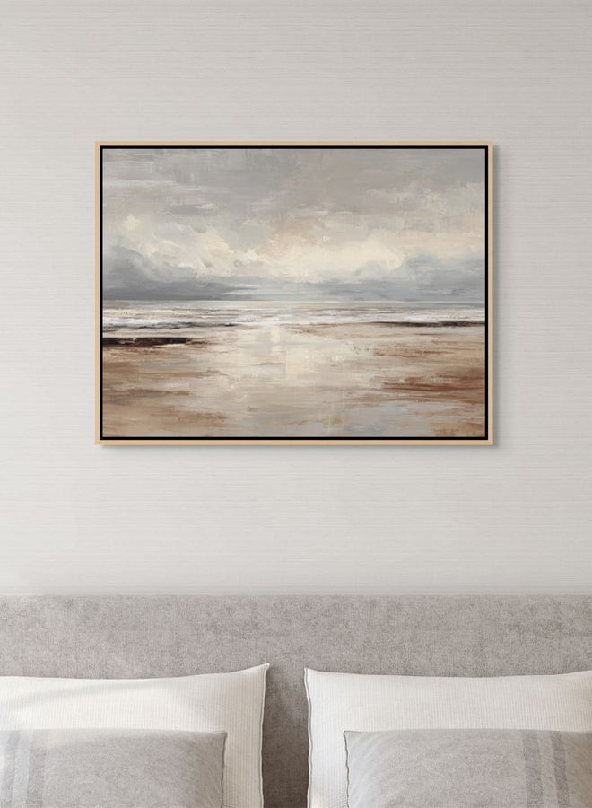 Art Decor Neutral Coastal Abstract, 100% Framed Landscape Canvas Print, Nature Wall Decor for Living Room, Bedroom, Home Office - Image 3