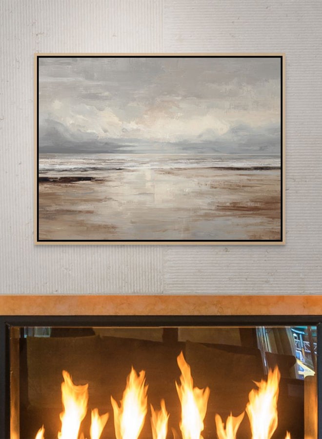 Art Decor Neutral Coastal Abstract, 100% Framed Landscape Canvas Print, Nature Wall Decor for Living Room, Bedroom, Home Office - Image 2