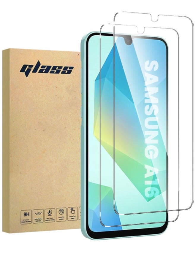 جلاس واقي شاشة Samsung Galaxy A16، [صلابة 9H] [حساس للمس] [مضاد لبصمات الأصابع] [مضاد للخدش] [خالي من الفقاعات]، واقي شاشة زجاجي مقوى عالي الدقة لهاتف Samsung Galaxy A16 6.7 بوصة (مربع، عبوتان) - Image 1