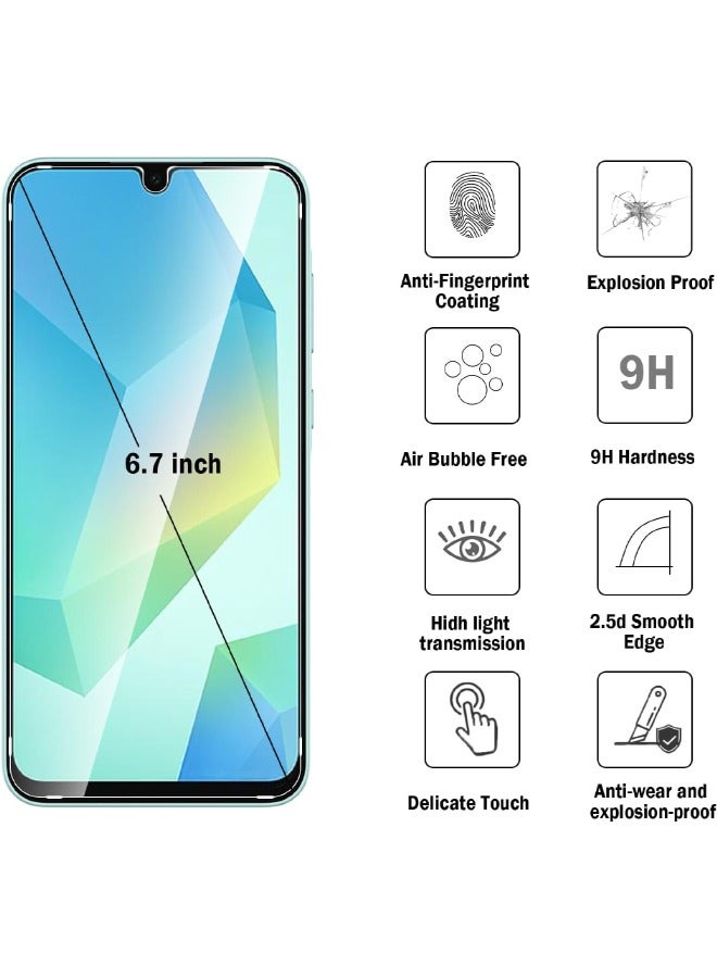 جلاس واقي شاشة Samsung Galaxy A16، [صلابة 9H] [حساس للمس] [مضاد لبصمات الأصابع] [مضاد للخدش] [خالي من الفقاعات]، واقي شاشة زجاجي مقوى عالي الدقة لهاتف Samsung Galaxy A16 6.7 بوصة (مربع، عبوتان) - Image 3