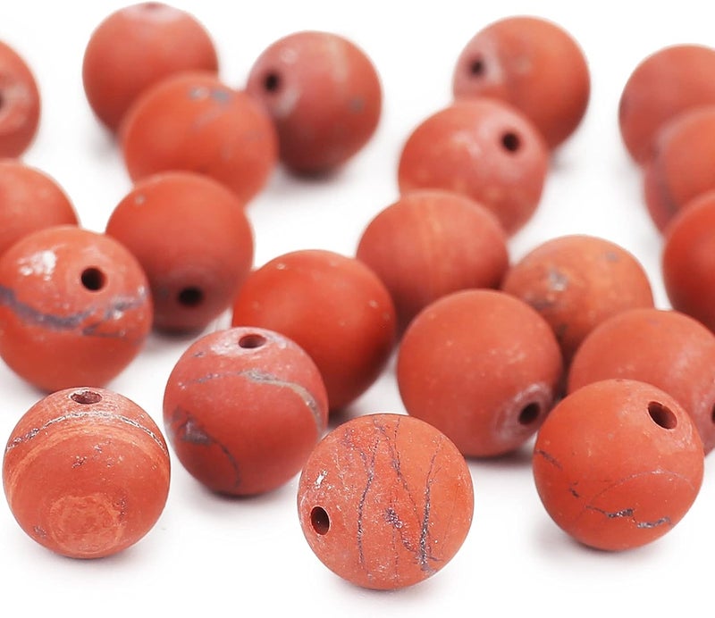 AUREHEN Natural Matte Red Jasper Beads, 8MM Round Frosted Unpolished Loose Gemstone Beads for Bracelet Necklace Jewelry Making, Energy Stone Healing Power with Stretch Beading Cord - Image 5