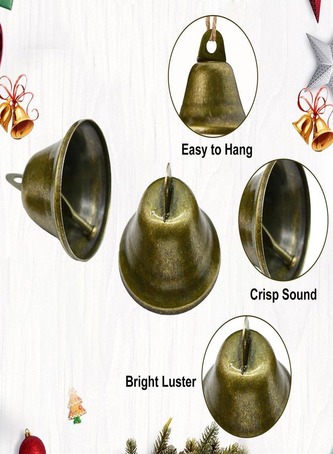 Kabcifea 100 Pieces Craft Bells with Lanyard, 1.7 X 1.5 Inch Bronze Jingle Bells Vintage Small Craft Bells for Hanging Wind Chimes Dog Training Doorbell Wedding Decor DIY Favor Crafts Christmas Tree - Image 3