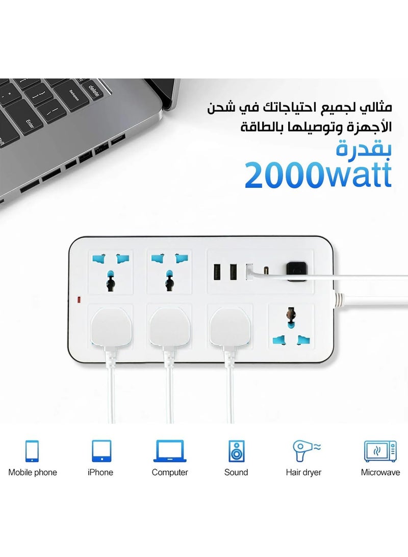 مشترك كهرباء (6 منافذ طاقة + 3 يو اس بي + 1 تايب سي) - Image 2