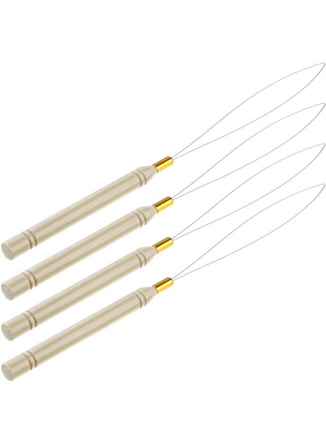 Chinco 10 Pack Wooden Hair Extension Loop Needle Threader Pulling Hook Tool and Bead Device Tool for Hair or Feather Extensions (Loop Tools) - Image 4