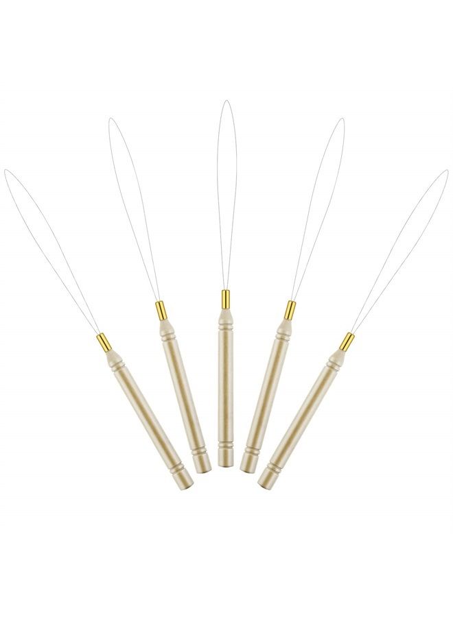 Chinco 10 Pack Wooden Hair Extension Loop Needle Threader Pulling Hook Tool and Bead Device Tool for Hair or Feather Extensions (Loop Tools) - Image 5