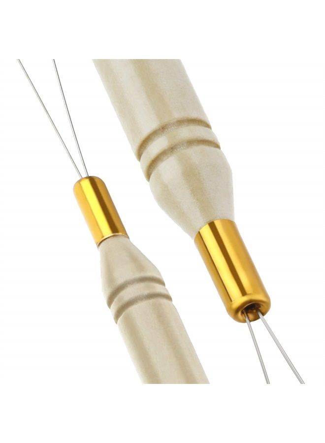 Chinco 10 Pack Wooden Hair Extension Loop Needle Threader Pulling Hook Tool and Bead Device Tool for Hair or Feather Extensions (Loop Tools) - Image 3