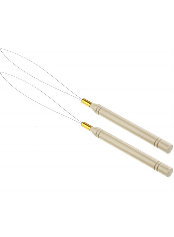Chinco 10 Pack Wooden Hair Extension Loop Needle Threader Pulling Hook Tool and Bead Device Tool for Hair or Feather Extensions (Loop Tools) - Image 2