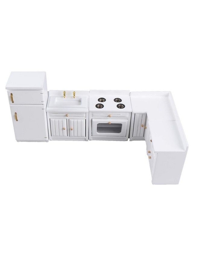 Haomian Dollhouse Kitchen Furniture Kit 1:12 Dollhouse Miniature Furniture Wooden Kitchen Cabinet Fridge Set Kitchen Dining Room Furniture For 1:12 Dollhouse Miniatures Scenes Accessories (C) - Image 4