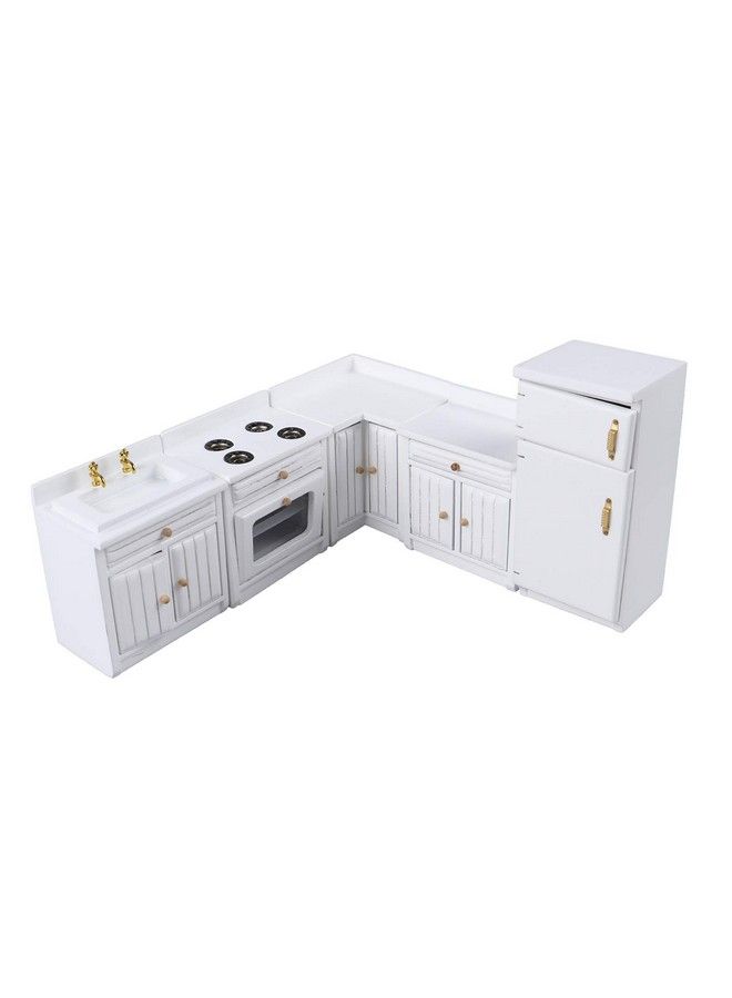 Haomian Dollhouse Kitchen Furniture Kit 1:12 Dollhouse Miniature Furniture Wooden Kitchen Cabinet Fridge Set Kitchen Dining Room Furniture For 1:12 Dollhouse Miniatures Scenes Accessories (C) - Image 1