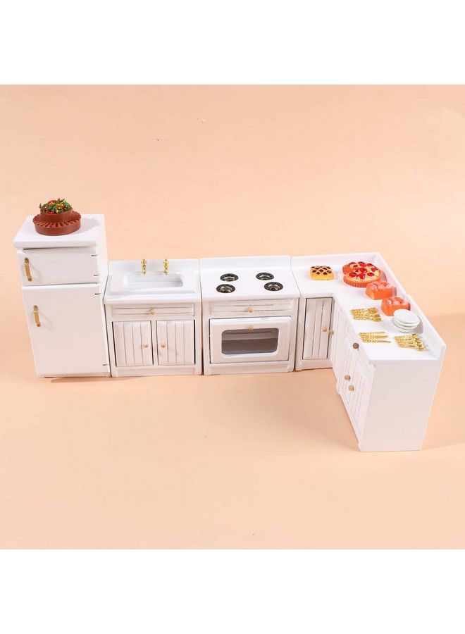 Haomian Dollhouse Kitchen Furniture Kit 1:12 Dollhouse Miniature Furniture Wooden Kitchen Cabinet Fridge Set Kitchen Dining Room Furniture For 1:12 Dollhouse Miniatures Scenes Accessories (C) - Image 5