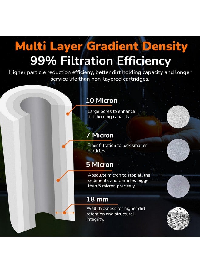 UWEK Gold High Density Spun Filter for Water Purifier, Water Filter Cartridge 10 inch 5 Micron, RO Pre Filter Cartridge, 120 gm Sediment Filter Candle Suitable for Outer Pre Filter (Pack of 6) - Image 3