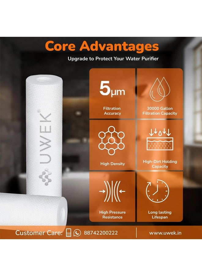 UWEK Gold High Density Spun Filter for Water Purifier, Water Filter Cartridge 10 inch 5 Micron, RO Pre Filter Cartridge, 120 gm Sediment Filter Candle Suitable for Outer Pre Filter (Pack of 6) - Image 2